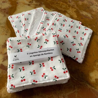 Washable make-up remover wipes - White - Cherries