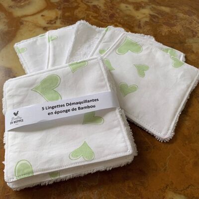 Washable make-up remover wipes - White - Hearts