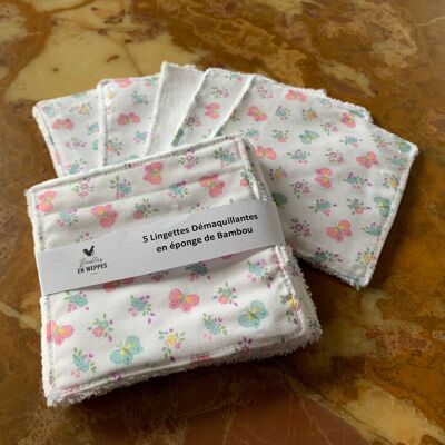 Washable make-up remover wipes - White - Butterflies