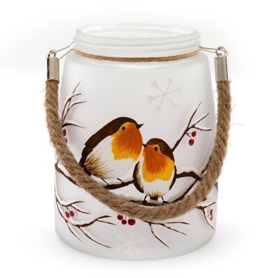 Christmas Robin Lantern With Rope Handel