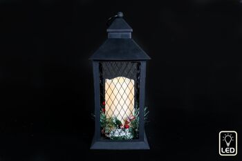 Lanterne tempête de Noël noire avec bougie LED 1