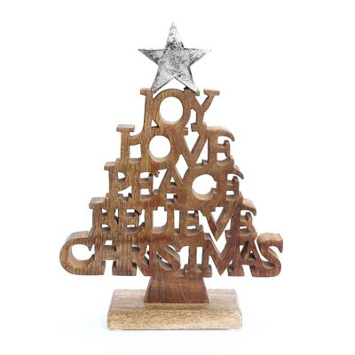 Adorno de palabras de árbol de Navidad de madera 26cm