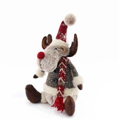 Sitting Reindeer With Knitted Coat