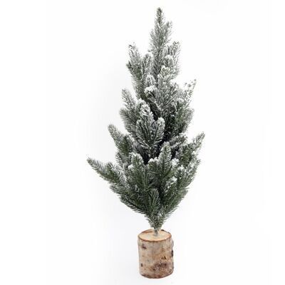 Tall Frosted Christmas Tree In Log 56cm