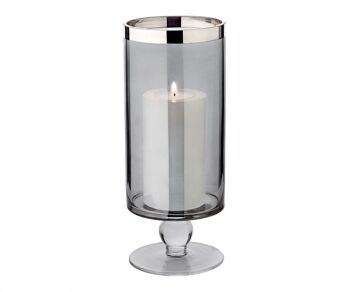 Lanterne Stella (H 23 cm, ø 9,5 cm), verre cristal foncé avec bord platine 1
