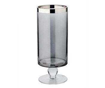 Lanterne Stella (H 23 cm, ø 9,5 cm), verre cristal foncé avec bord platine 2