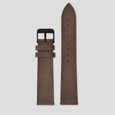 20mm Strap - Coffee Leather / Black