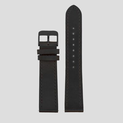 20mm Strap - Black Leather / Black