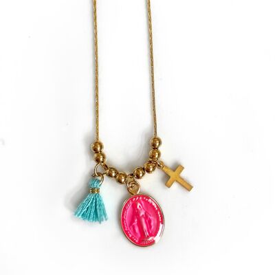 Rainbow Mary Necklace Precious Medals Pink