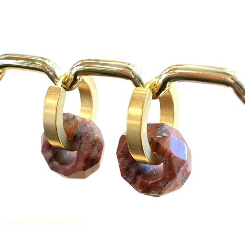 Earrings with natural stone Coral Red