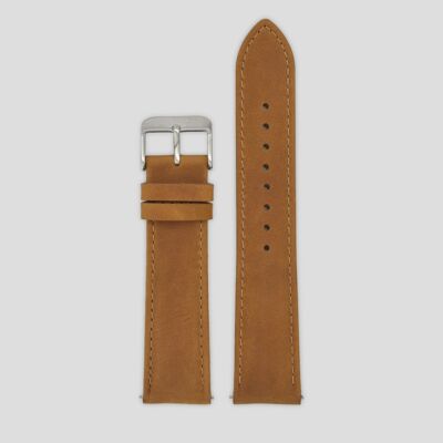 20mm Strap - Camel Leather / Silver