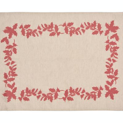 Placemats, 50% Linen/Cotton, Melange, Red Holly