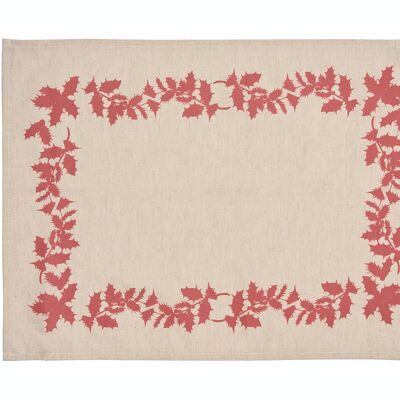 Placemats, 50% Linen/Cotton, Melange, Red Holly
