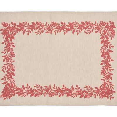 Placemats, 50% Linen/Cotton, Melange, Red Berries