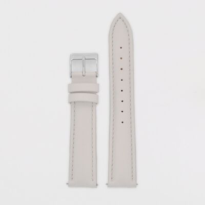 18mm Strap - Light Grey Leather / Silver