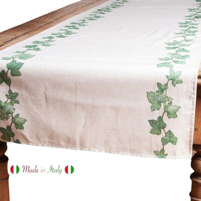 Chemin de table, 50 % lin/coton, mélange, lierre