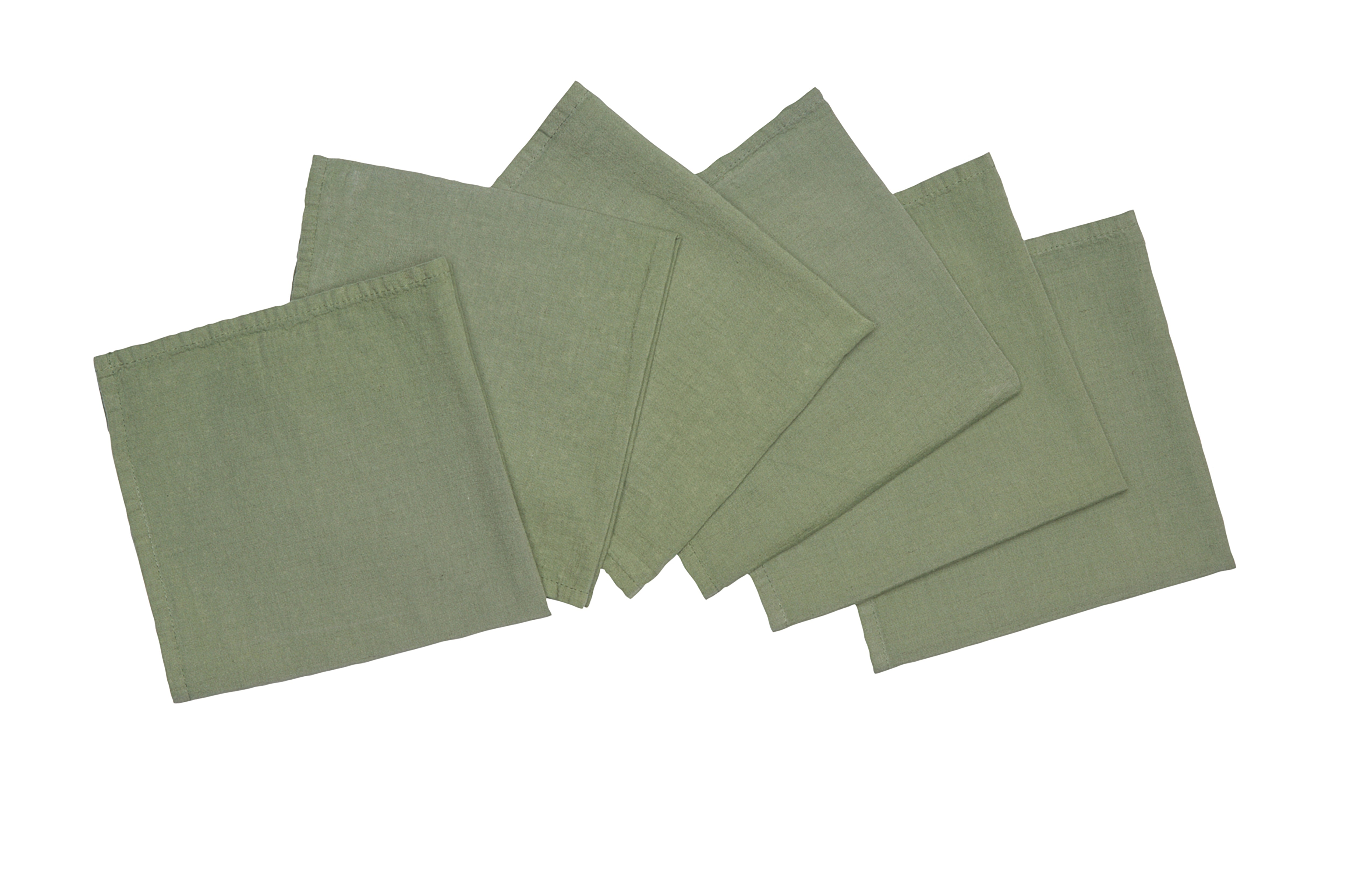 Set of 6 table napkins 45 X 45 CM in soft, resistant, elegant linen blend made in Italy OLIVE