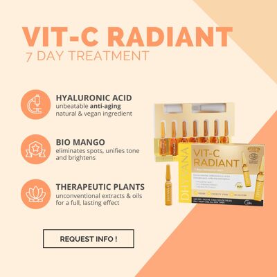 ** Confezione da 150 unità ** Fiale viso VIT-C RADIANT - Con il 99% di ingredienti naturali - Tutti i tipi di pelle