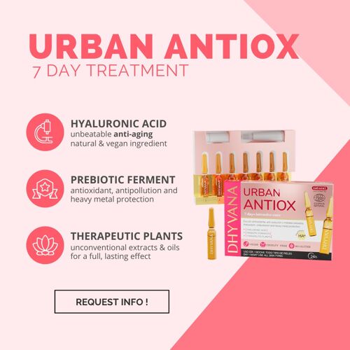 ** Caja de 150 unidades ** Ampollas faciales URBAN ANTIOX - Con 99% de ingredientes naturales - Todo tipo de pieles