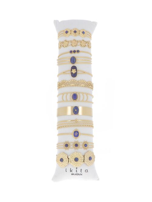Kit de 12 bracelets - Doré lapis lazuli