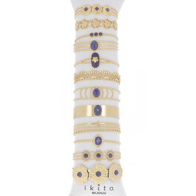 Kit de 12 pulseras - Lapislázuli dorado
