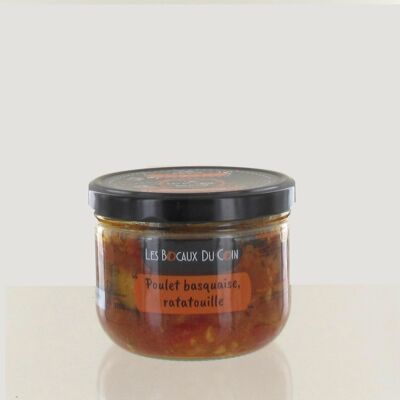 Glas mit Basquaise-Huhn und Ratatouille - 100 % handwerkliches Glas