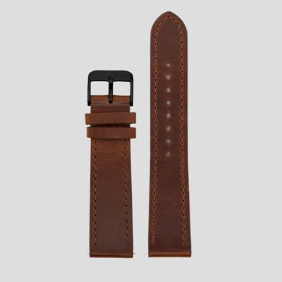 20mm Strap - Brown Leather / Black