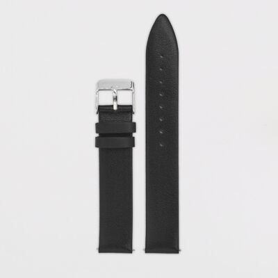 16mm Strap - Black Leather / Silver