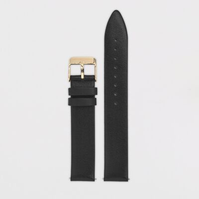 16mm Strap - Black Leather / Gold