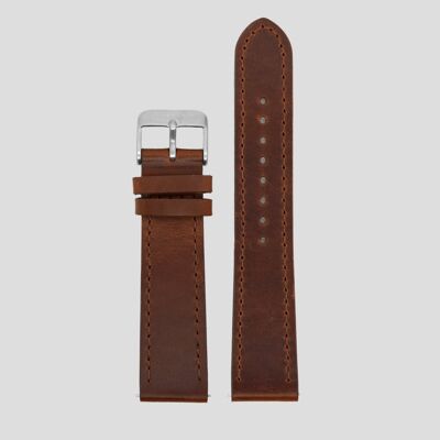 20mm Strap - Brown Leather / Silver