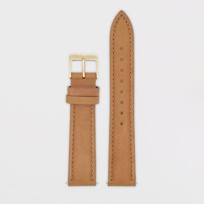 18mm Strap - Tan Leather / Gold