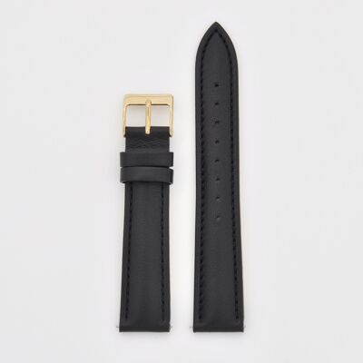 18mm Strap - Black Leather / Gold