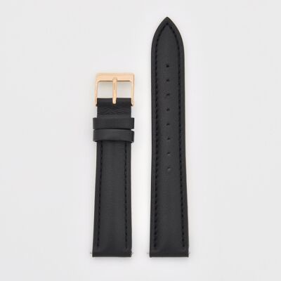 18mm Strap - Black Leather / Rose Gold