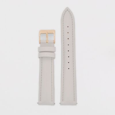 18mm Strap - Light Grey Leather / Rose Gold