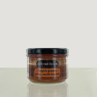 Jar of apple, pear and bourbon vanilla compote - 100% artisanal jar