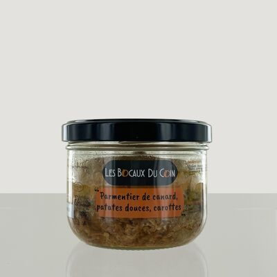 Jar of duck parmentier, sweet potatoes and carrots - 100% artisanal jar