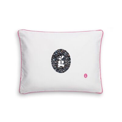 COUSSIN AUX COQUES DE SARRASIN - GAJA 30X40 CM - BRODERIE - ROSE