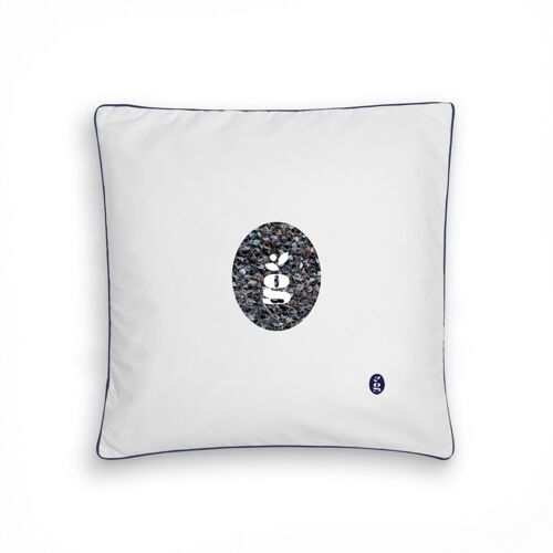 PILLOW WITH BUCKWHEAT HULLS - JASKA 40X40 CM - EMBROIDERY - NAVY BLUE