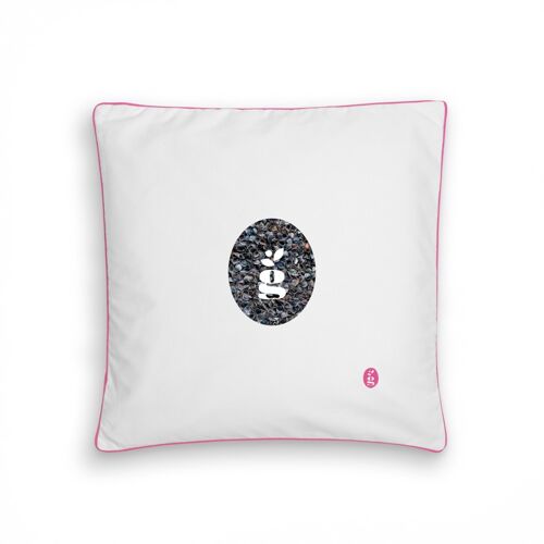 PILLOW WITH BUCKWHEAT HULLS - JASKA 40X40 CM - EMBROIDERY - PINK