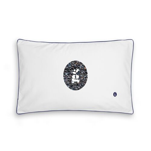 PILLOW WITH BUCKWHEAT HULLS - JUNIOR 35X55 CM - EMBROIDERY - NAVY BLUE