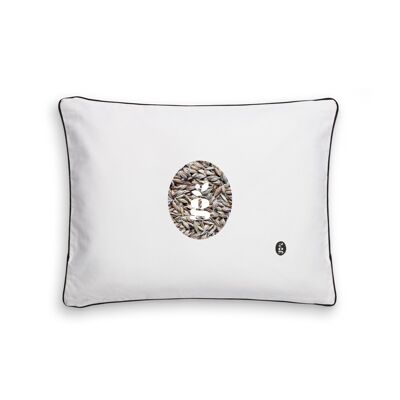 ALMOHADA CON CASCO DE ESPELTA - GAJA 30X40 CM - BORDADO - NEGRO