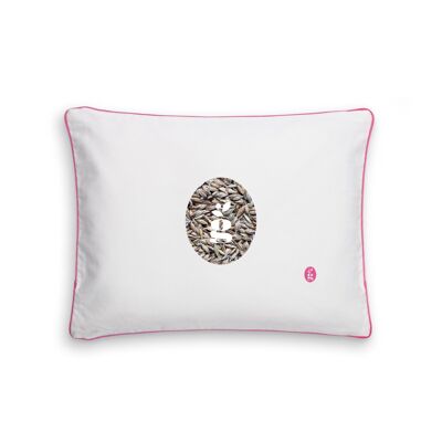 PILLOW WITH SPELT HULLS - GAJA 30X40 CM - EMBROIDERY - PINK