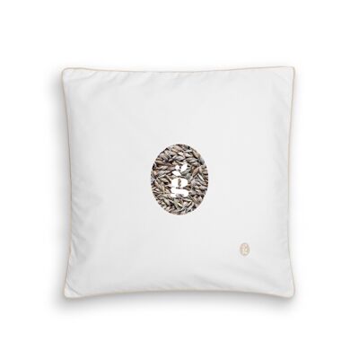 PILLOW WITH SPELT HULLS - JASKA 40X40 CM - EMBROIDERY - BEIGE