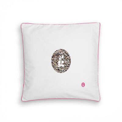 PILLOW WITH SPELT HULLS - JASKA 40X40 CM - EMBROIDERY - PINK