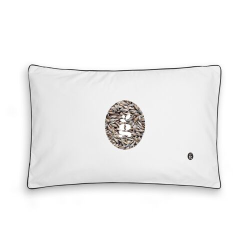 PILLOW WITH SPELT HULLS - JUNIOR 35X55 CM - EMBROIDERY - BLACK