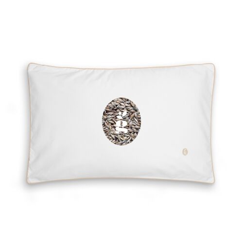 PILLOW WITH SPELT HULLS - JUNIOR 35X55 CM - EMBROIDERY - BEIGE