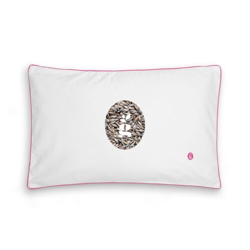 PILLOW WITH SPELT HULLS - JUNIOR 35X55 CM - EMBROIDERY - PINK