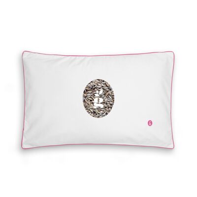 COUSSIN EN ÉPEAUTRE - JUNIOR 35X55 CM - BRODERIE - ROSE