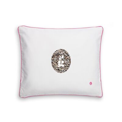 PILLOW WITH SPELT HULLS - RITA 50X60 CM - EMBROIDERY - PINK