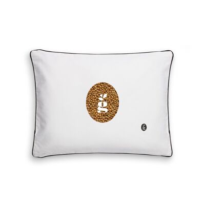 PILLOW WITH MILLET HULLS - GAJA 30X40 CM - EMBROIDERY - BLACK